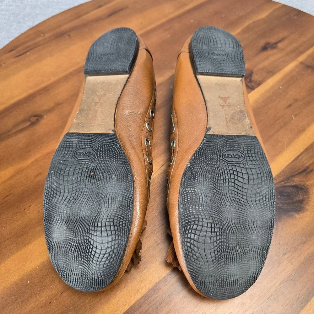 Dani Black for Ed-Io Brown Leather Kiltie Grommet Ballet Flats 7W Italy Vibram